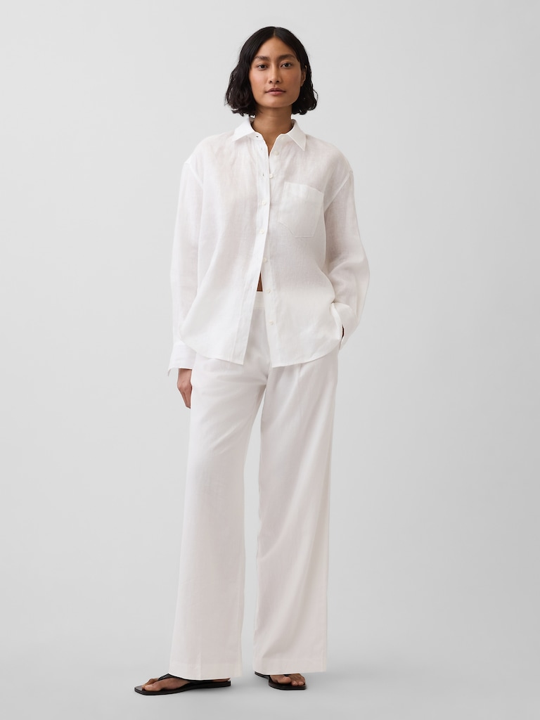 365 Low Rise Linen-Blend Trousers