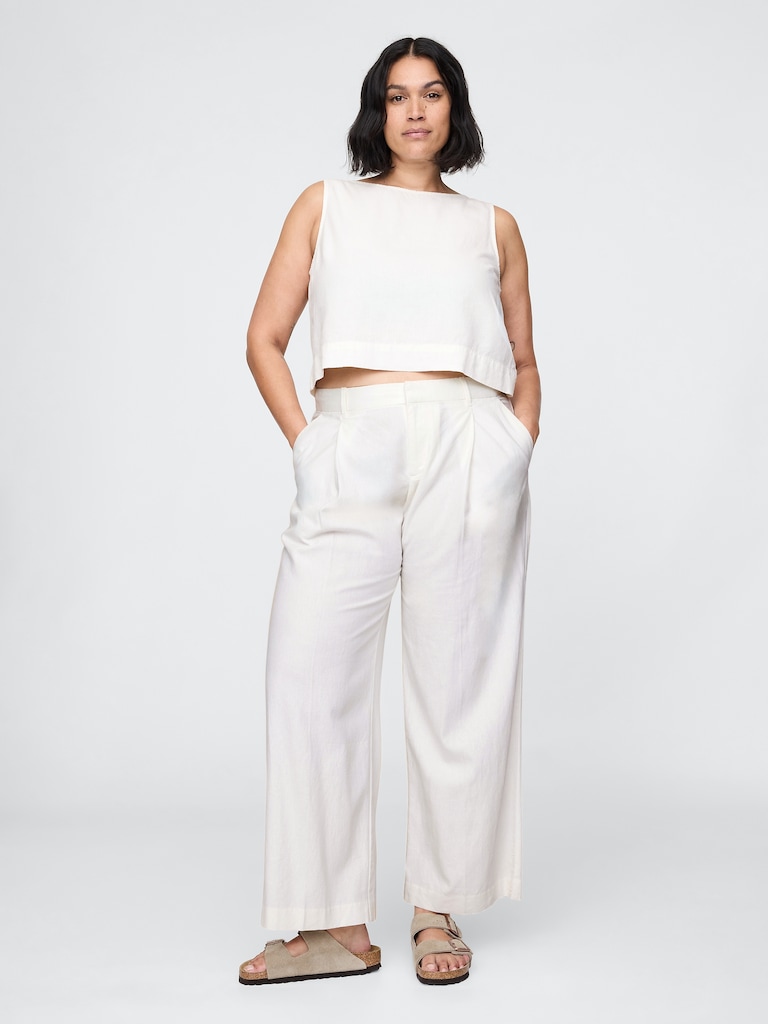 365 Low Rise Linen-Blend Trousers