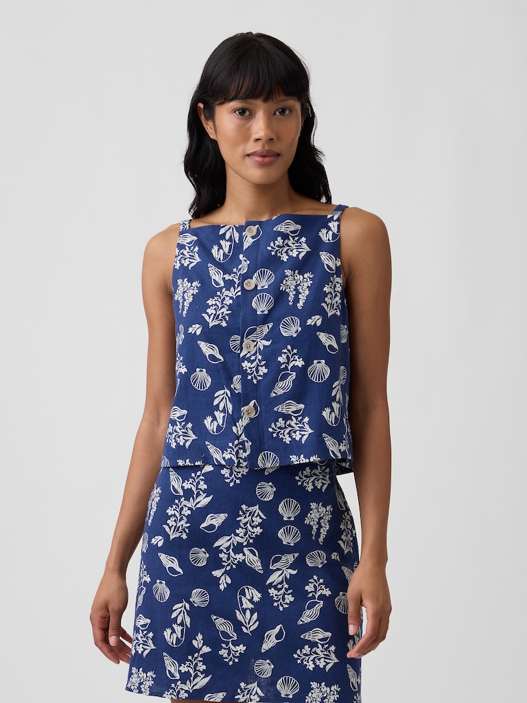 Linen-Blend Apron Top