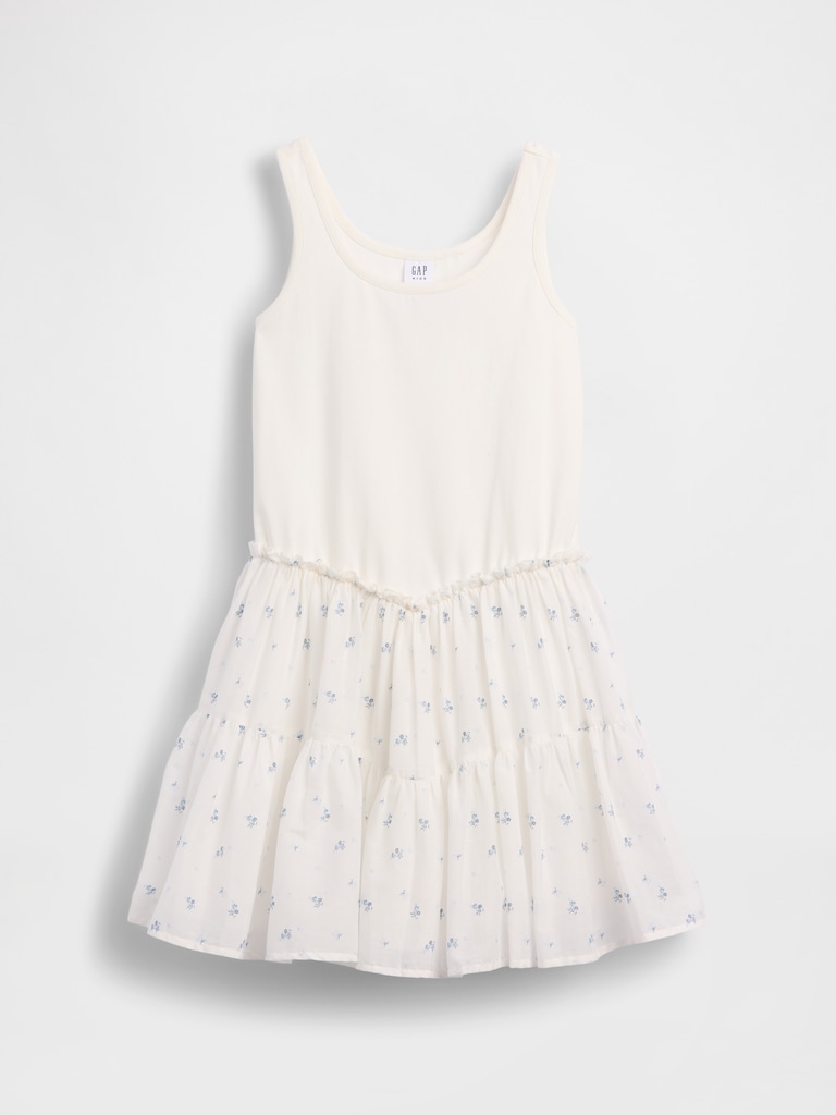 Kids Mixed Media Tiered Tank Dress