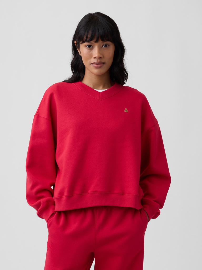 Oversized Brannan Bear Wedge V-Neck Sweatshirt