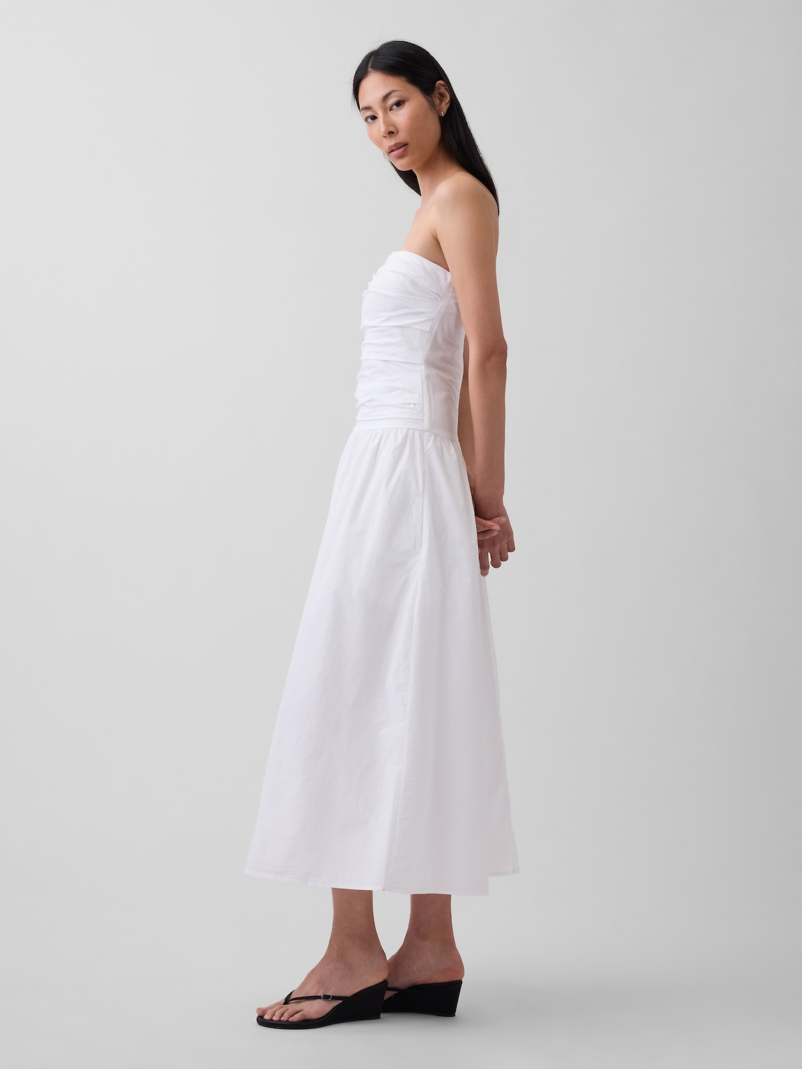 Poplin Drop-Waist Maxi Dress