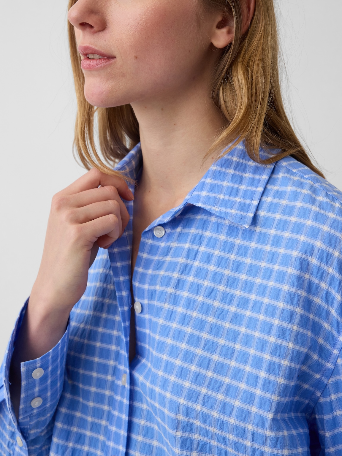 Seersucker Plaid Oversized Shirt