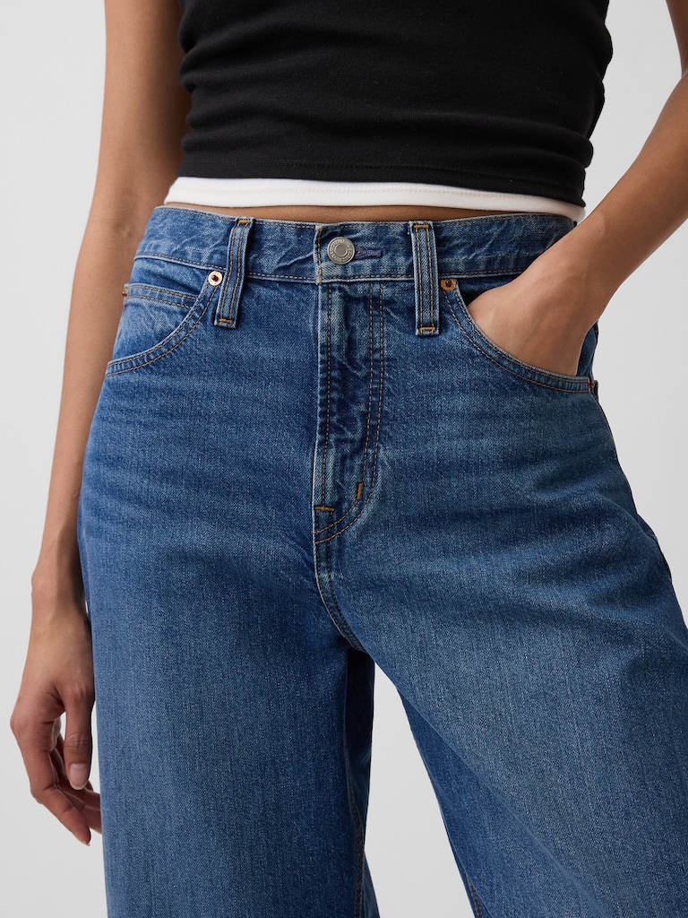 Jean coupe baril court à taille haute