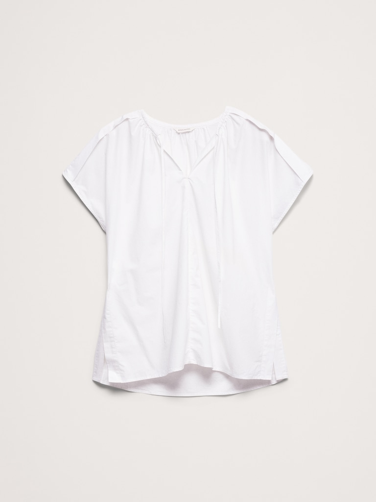 Cotton Poplin Split-Neck Tunic