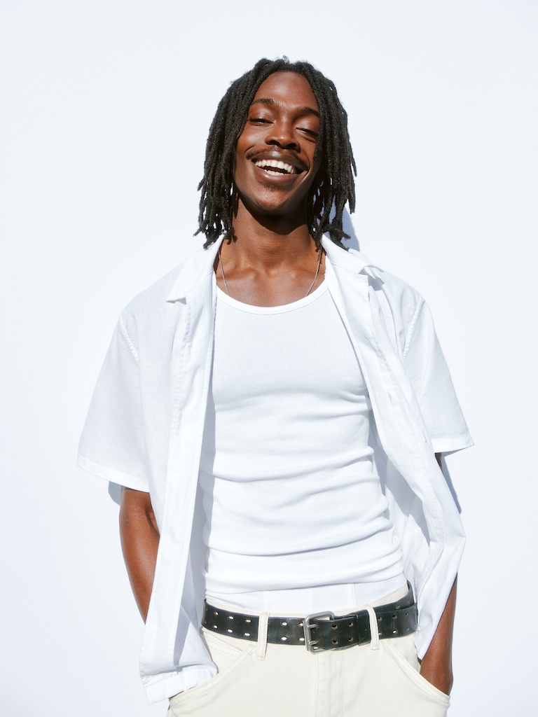 Dobby Relaxed Straight-Hem Shirt