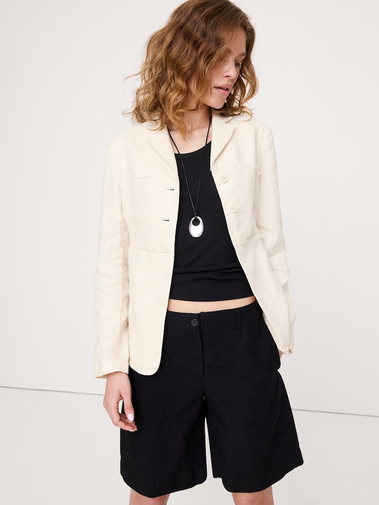 Fringe Linen Blazer
