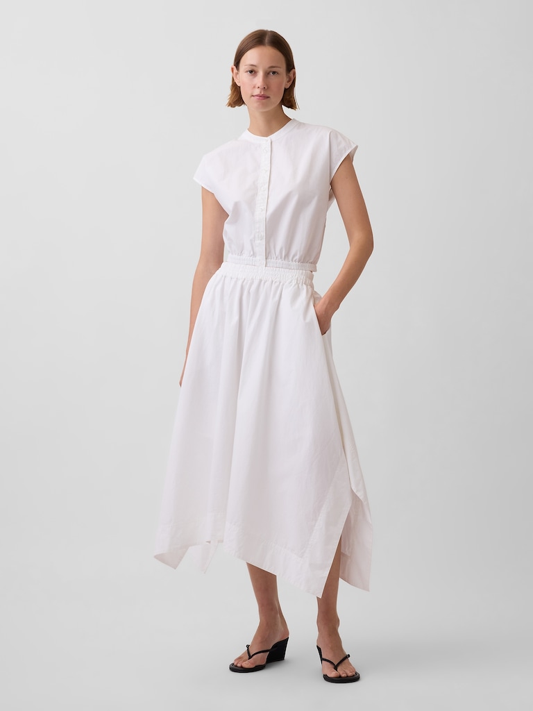 Poplin Cap-Sleeve Crop Shirt