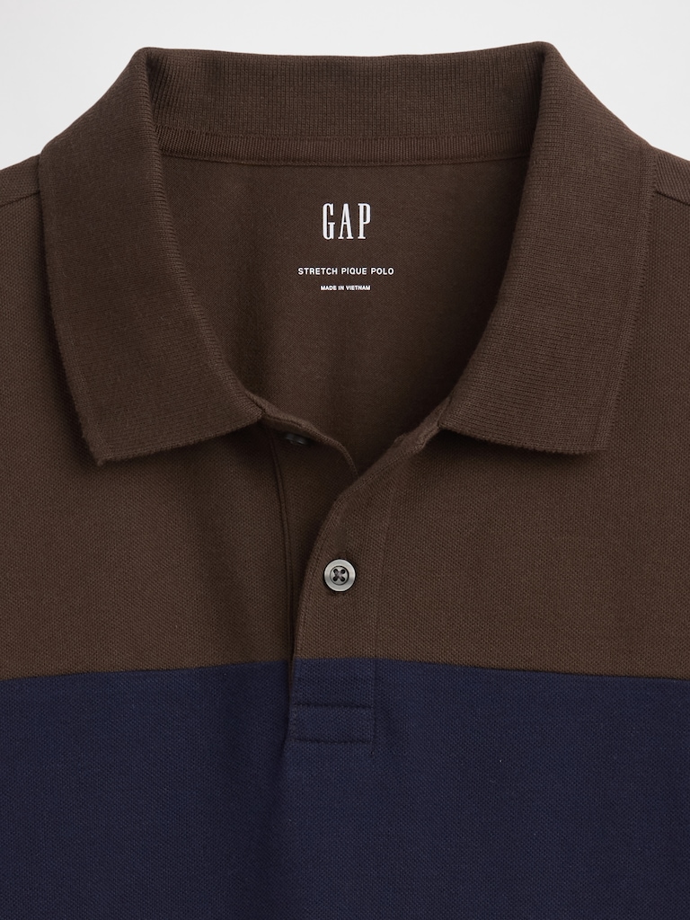 Colorblock Stretch Pique Polo Shirt