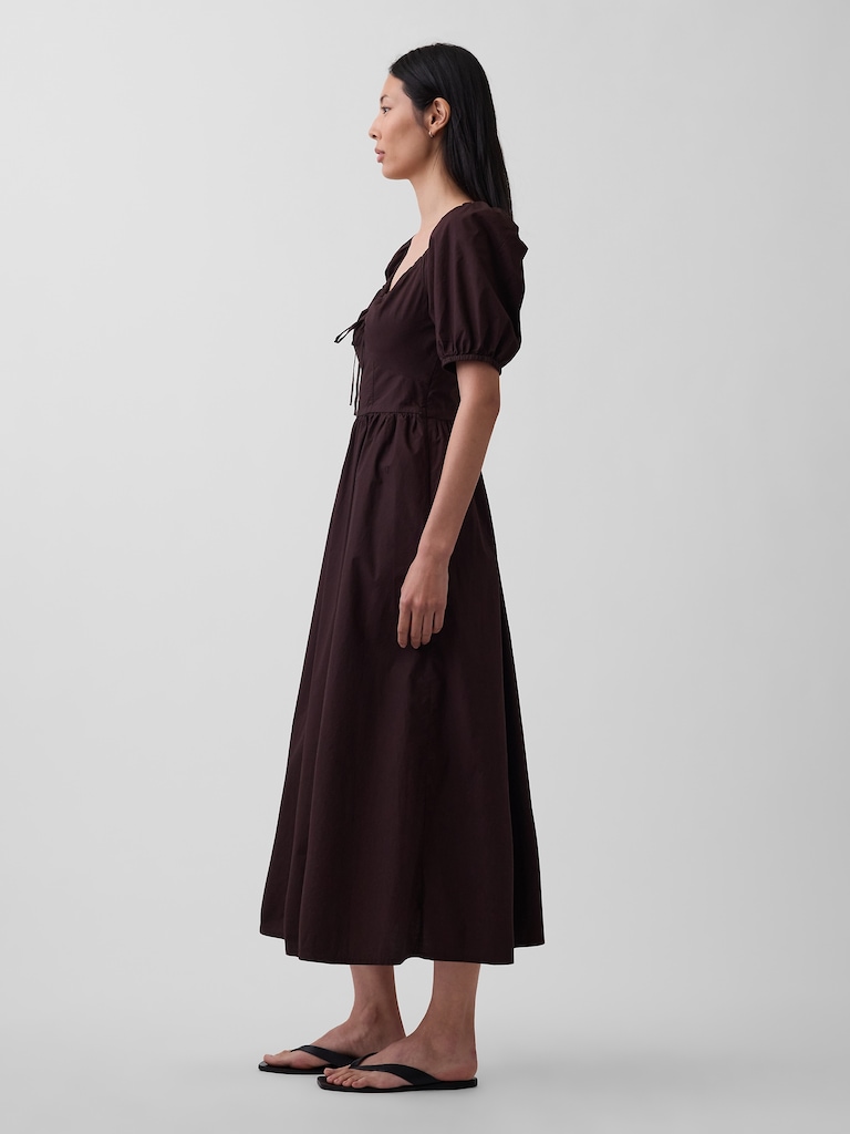 Puff-Sleeve Corset Maxi Dress