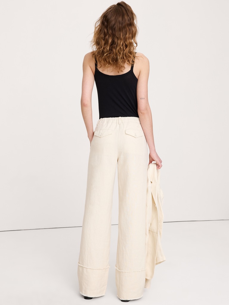 The Everyday Wide-Leg Pant in Fringe-Hem Linen