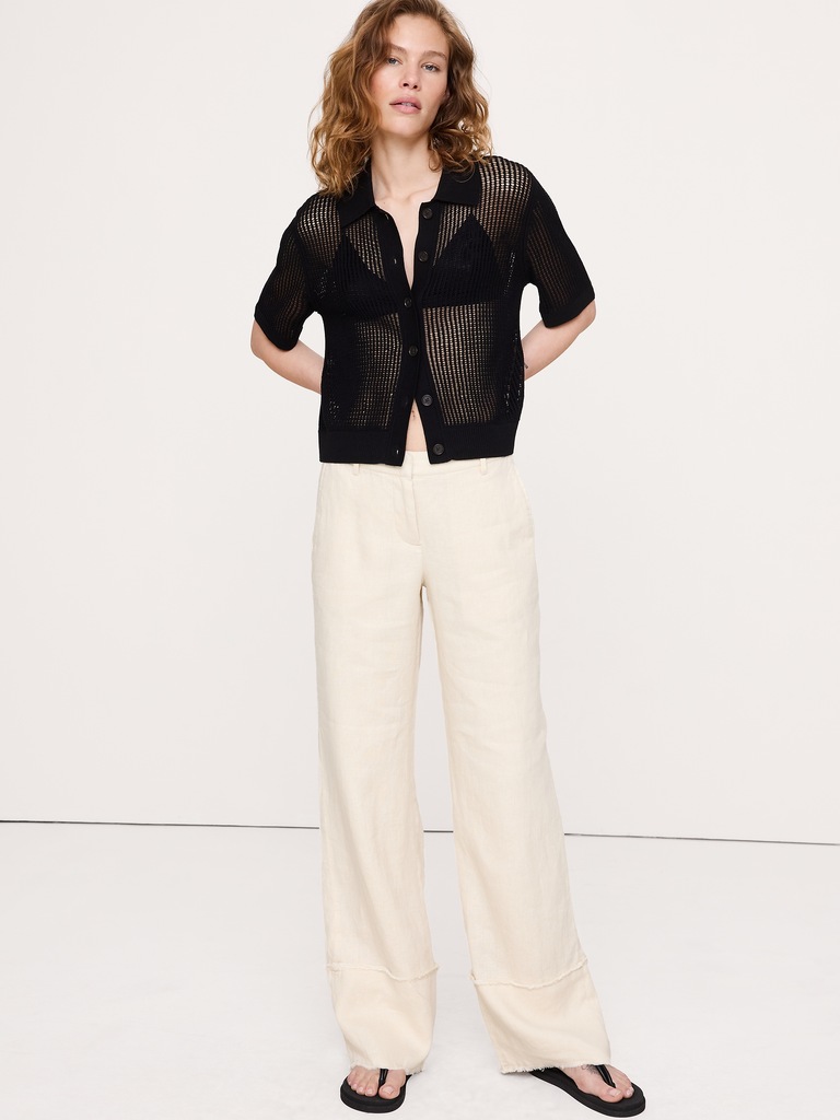 The Everyday Wide-Leg Pant in Fringe-Hem Linen