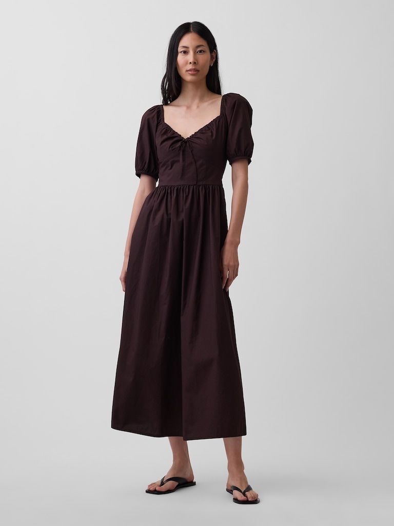 Puff-Sleeve Corset Maxi Dress