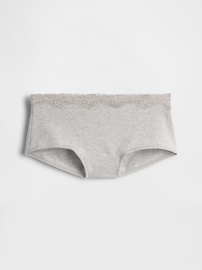 Organic Stretch Cotton Lace-Trim Shorty