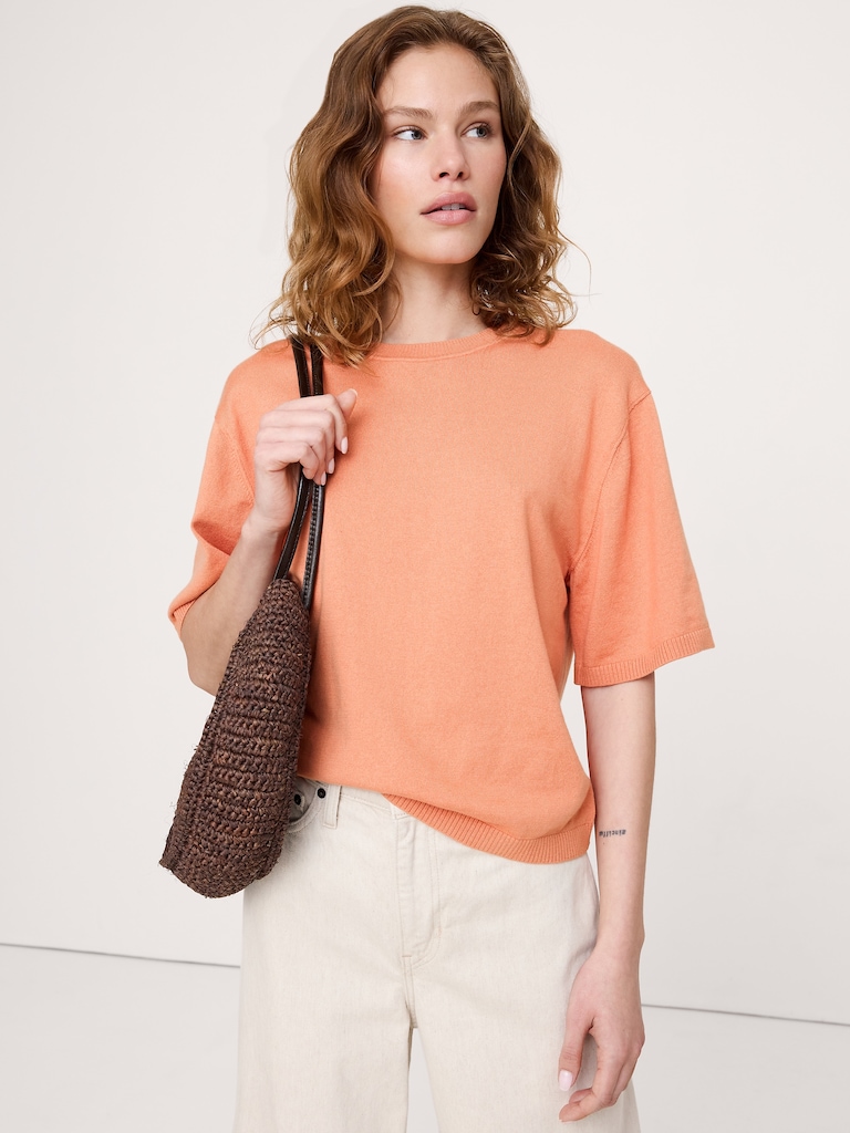 Larkspur Cotton-Silk Sweater Tee