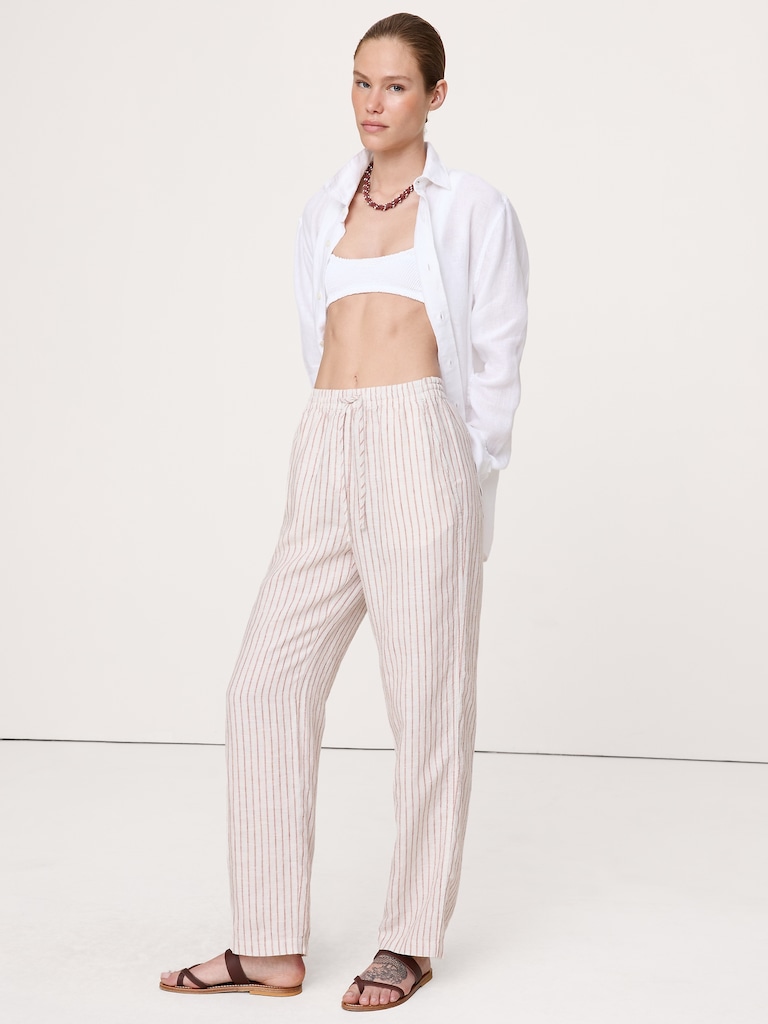The Getaway Straight-Leg Pull-On Pant in Linen