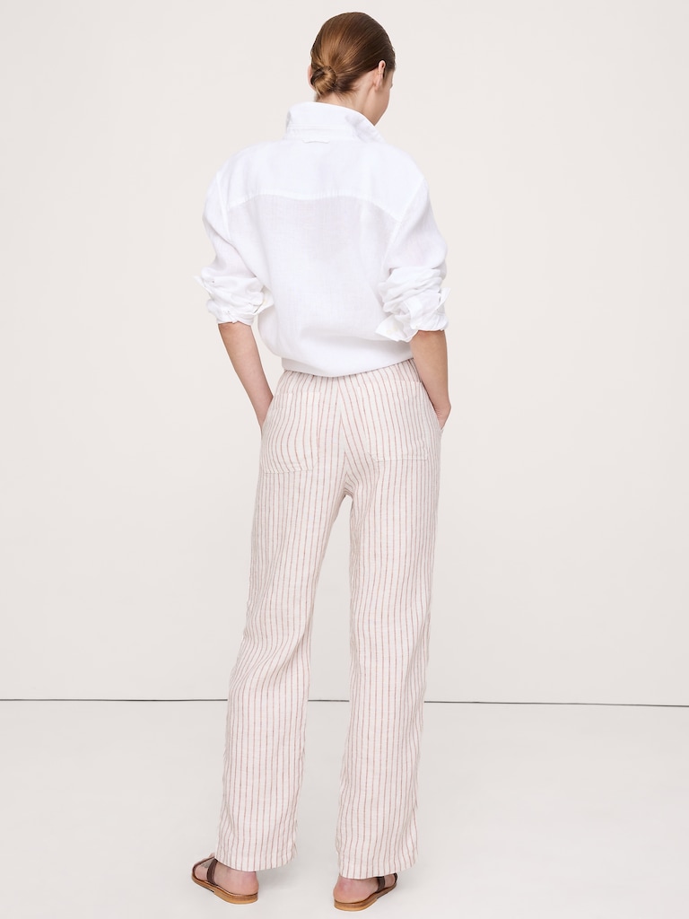 The Getaway Straight-Leg Pull-On Pant in Linen