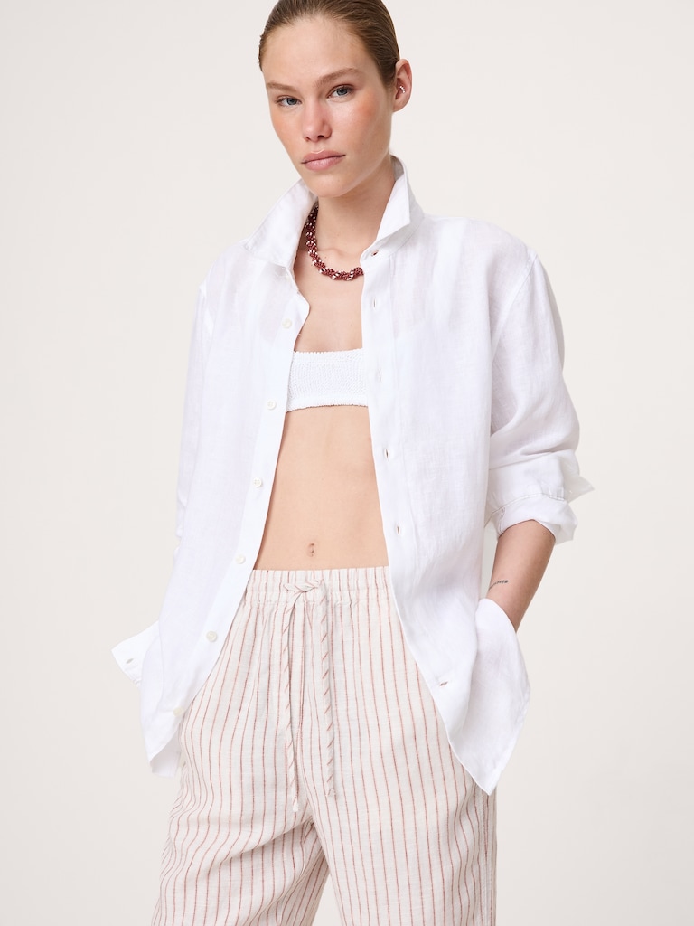The Getaway Straight-Leg Pull-On Pant in Linen