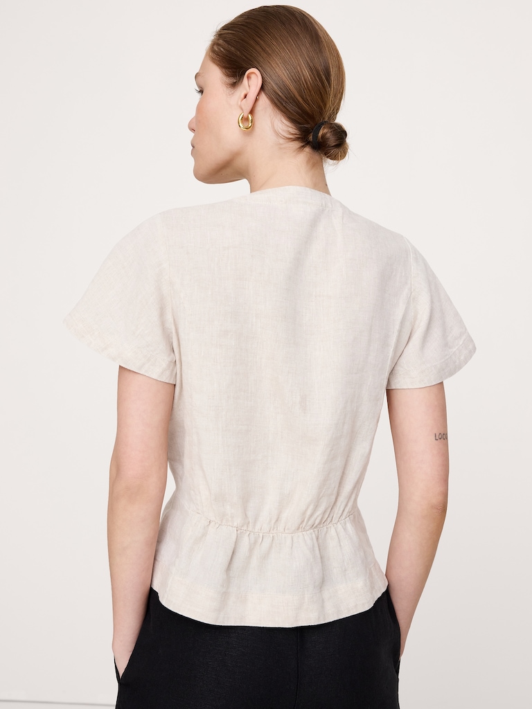 Linen Flutter-Sleeve Top