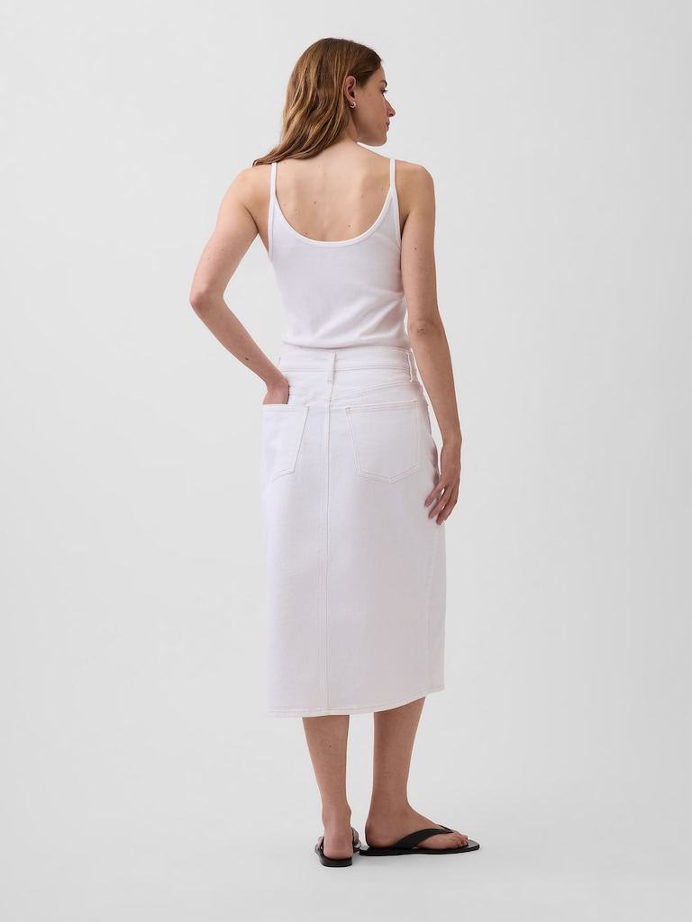 Denim Midi Pencil Skirt