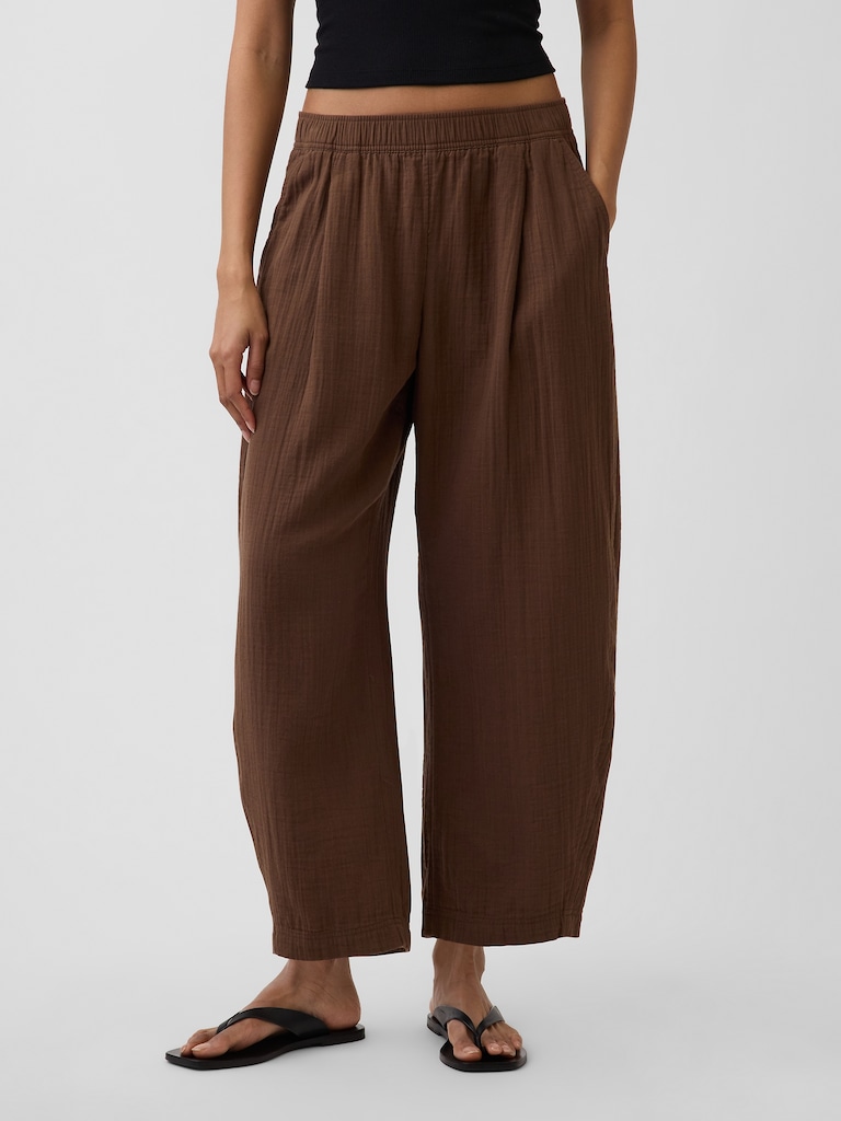 Cotton Gauze Easy Barrel Pants
