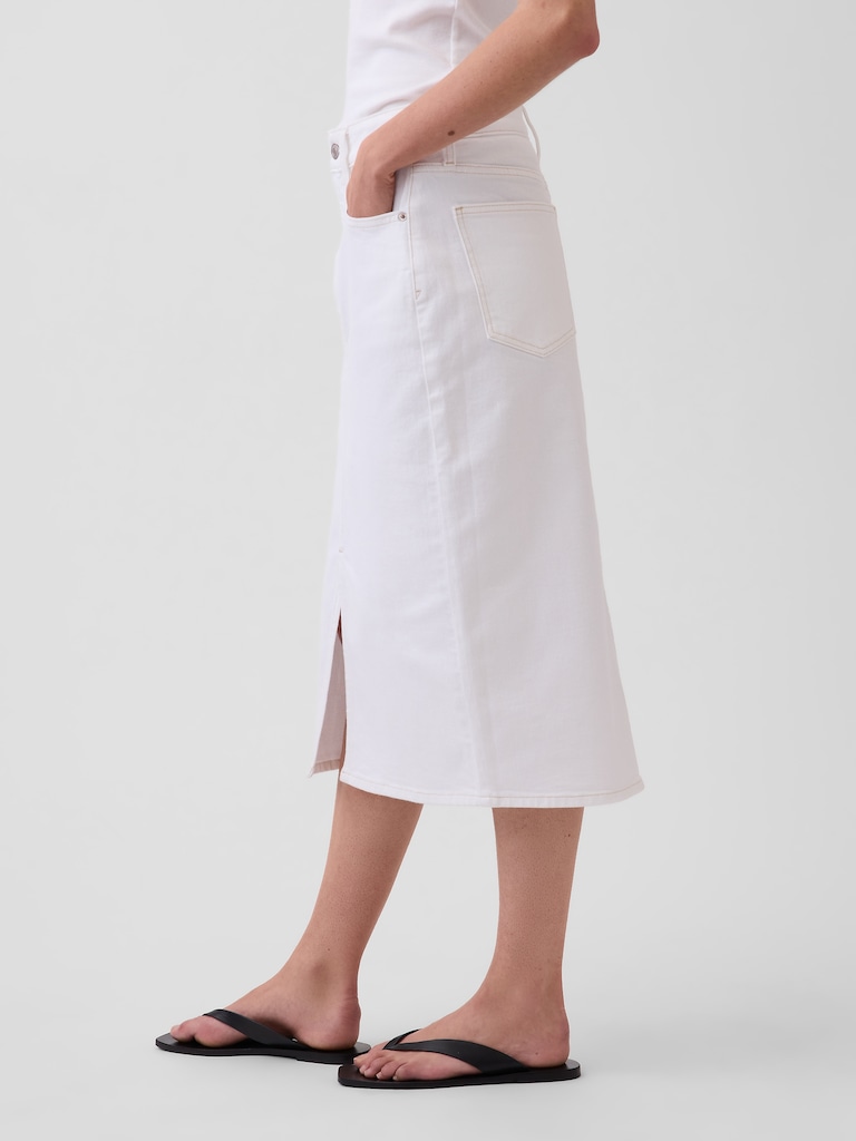 Denim Midi Pencil Skirt