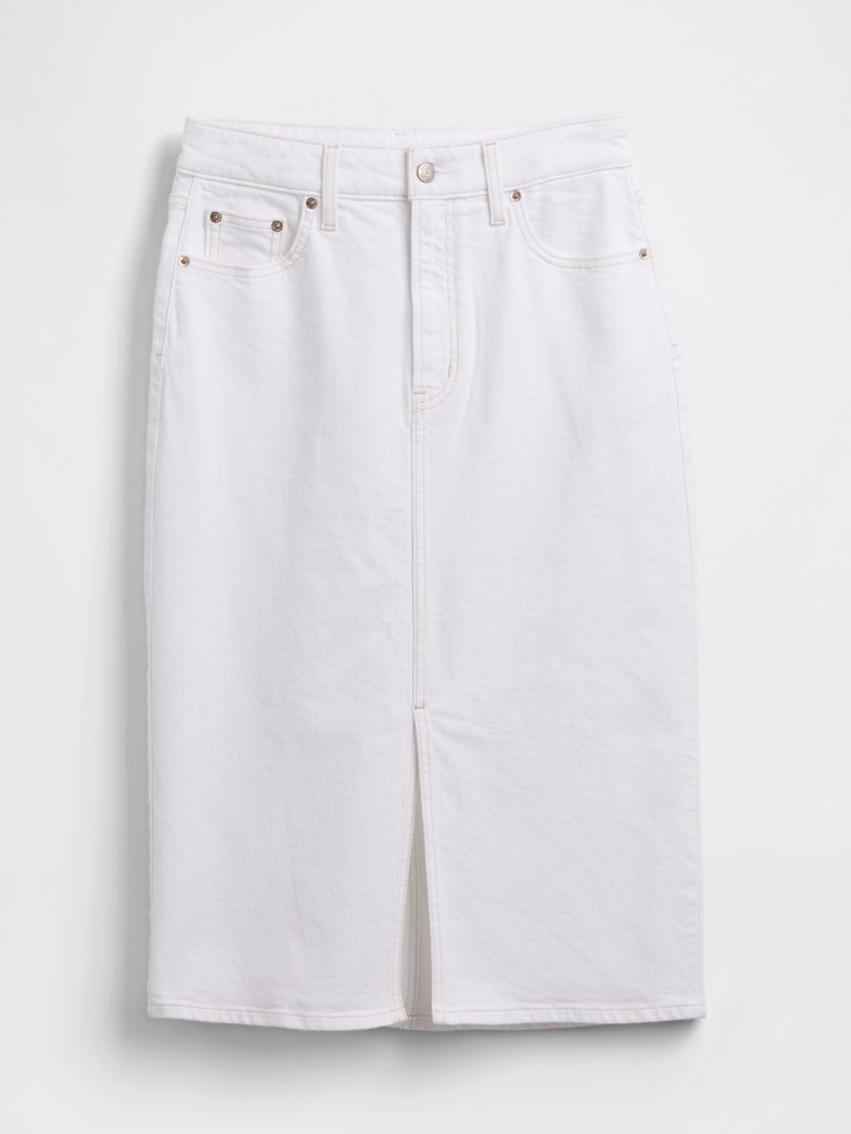 Denim Midi Pencil Skirt