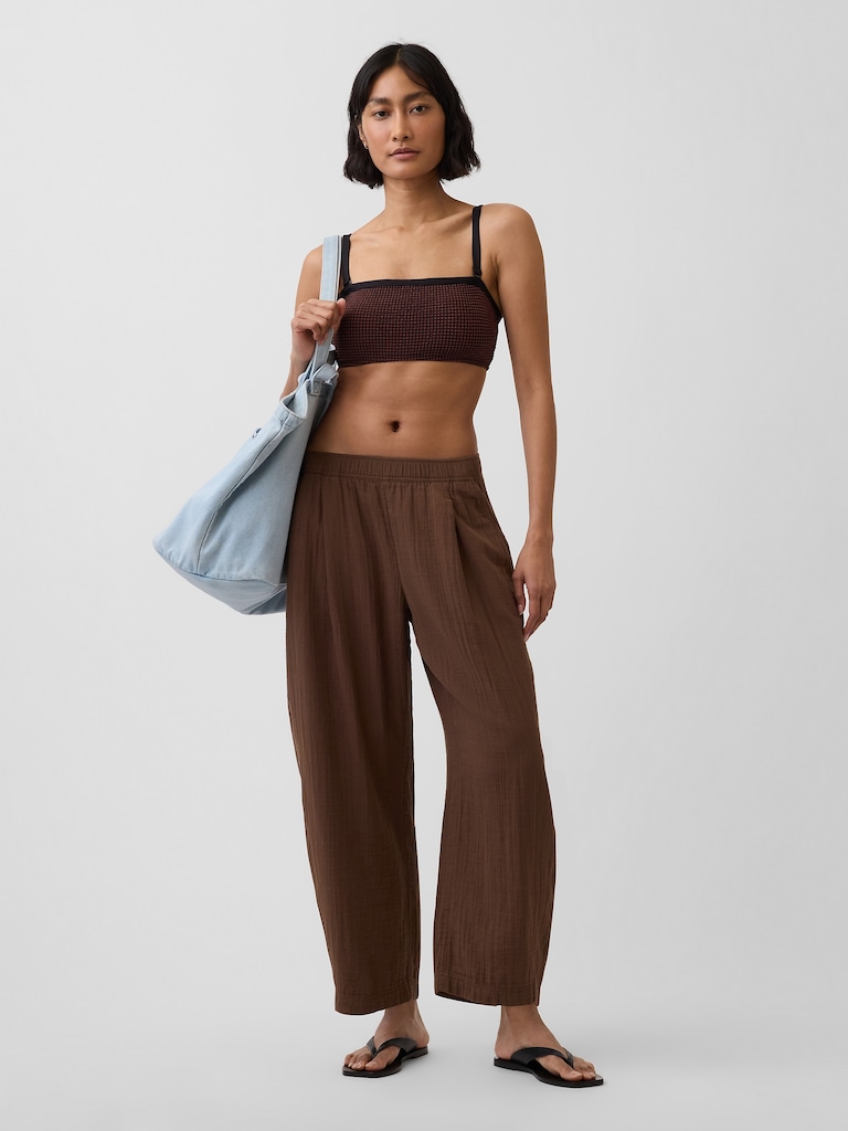 Cotton Gauze Easy Barrel Pants