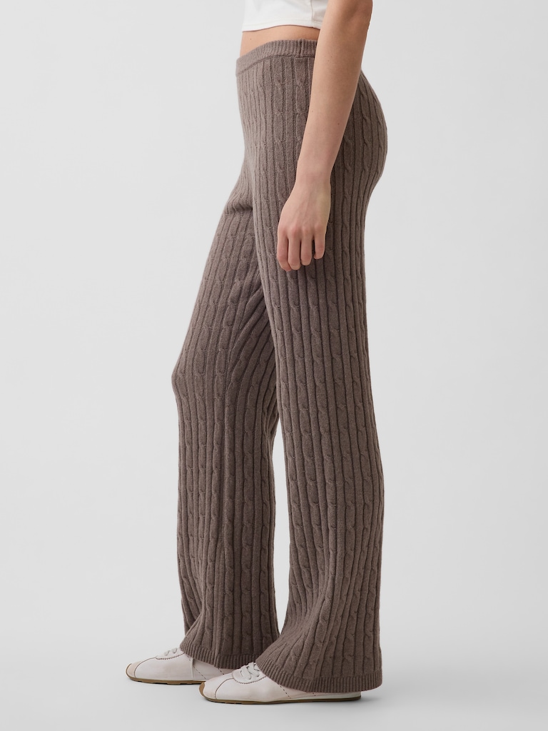 CashSoft Cable-Knit Boot Sweater Pants