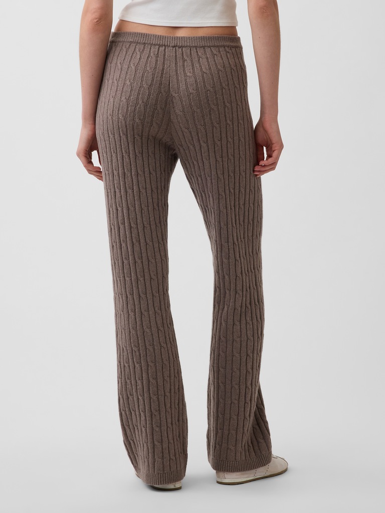 CashSoft Cable-Knit Boot Sweater Pants