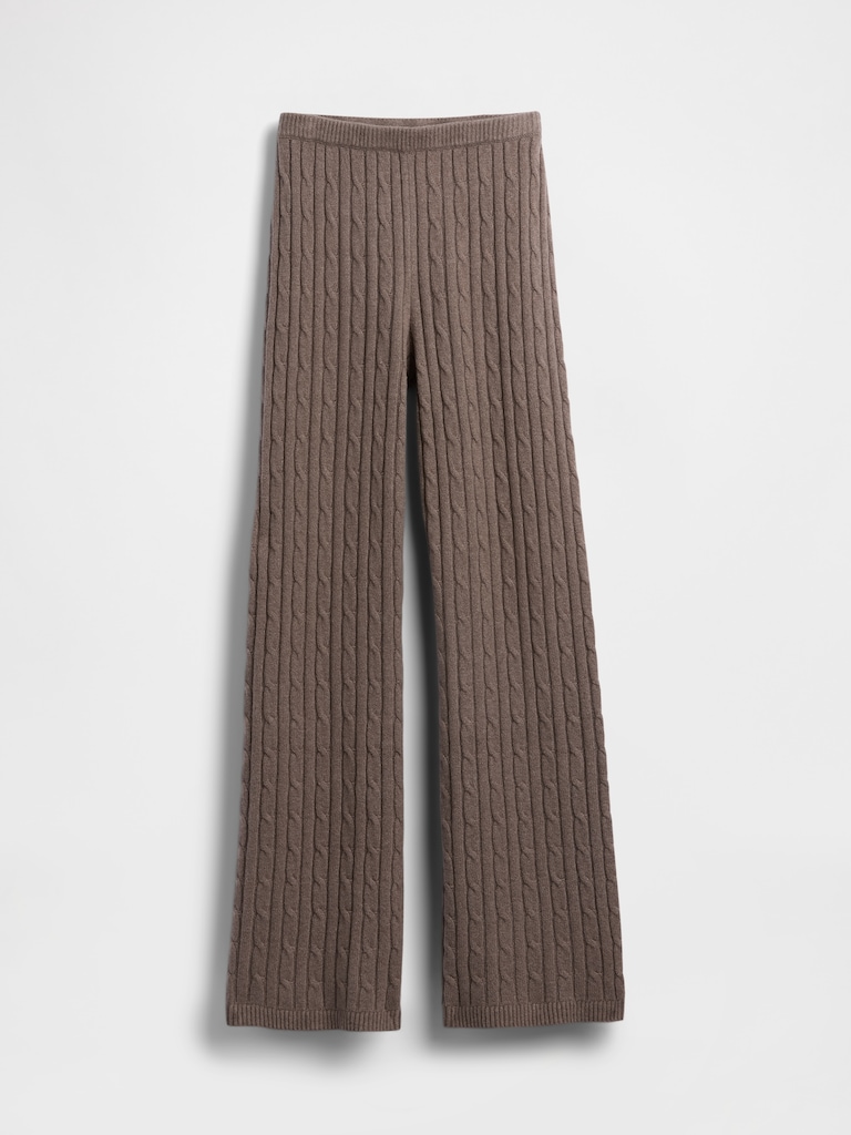 CashSoft Cable-Knit Boot Sweater Pants