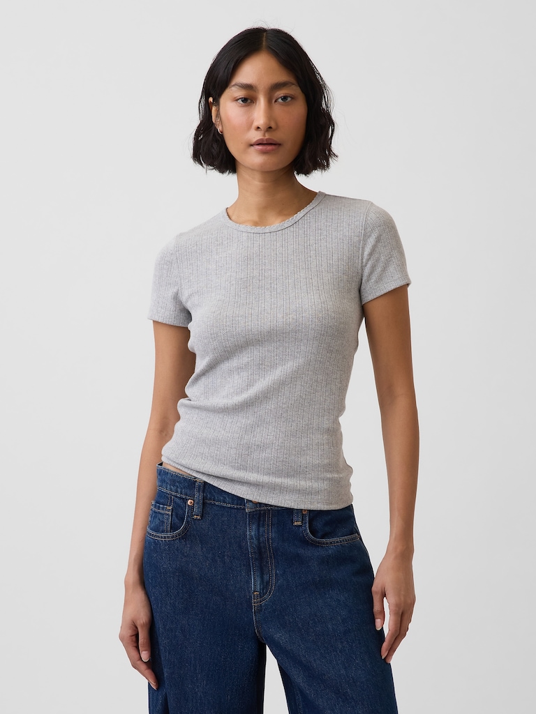 Pointelle Crewneck T-Shirt