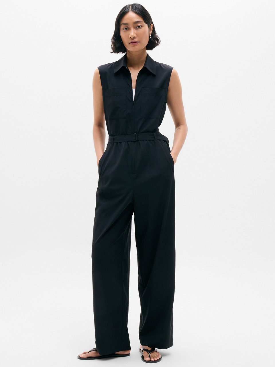 V-Neck Hardware One-Piece Swimsuit
