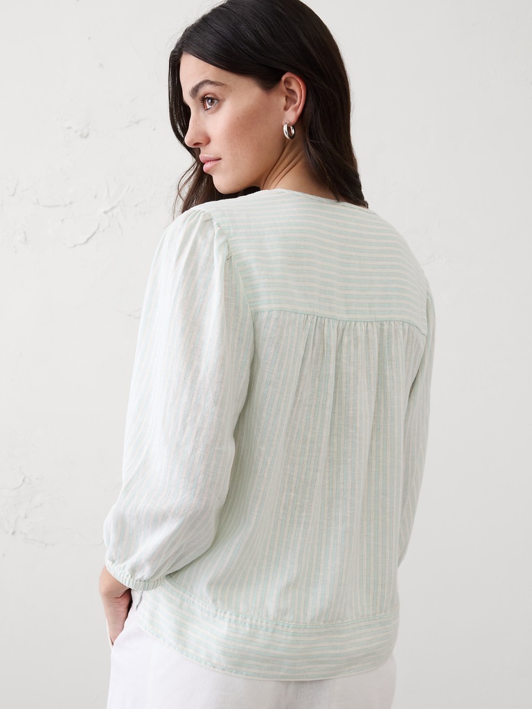 Linen-Blend Popover Top