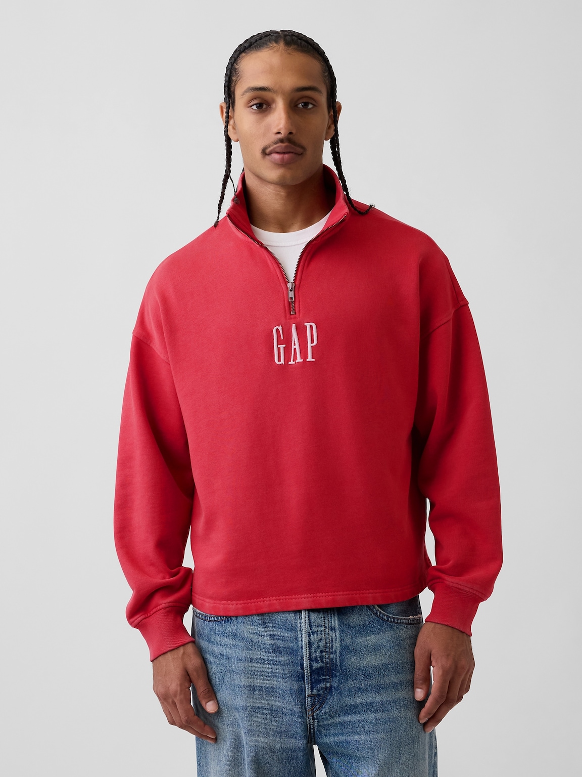 Heavyweight Oversized Logo Quarter-Zip Pullover