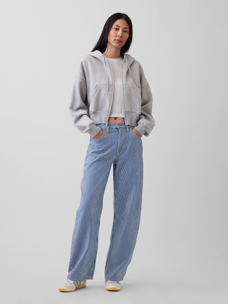 High Rise UltraSoft Denim Stripe Barrel Jeans