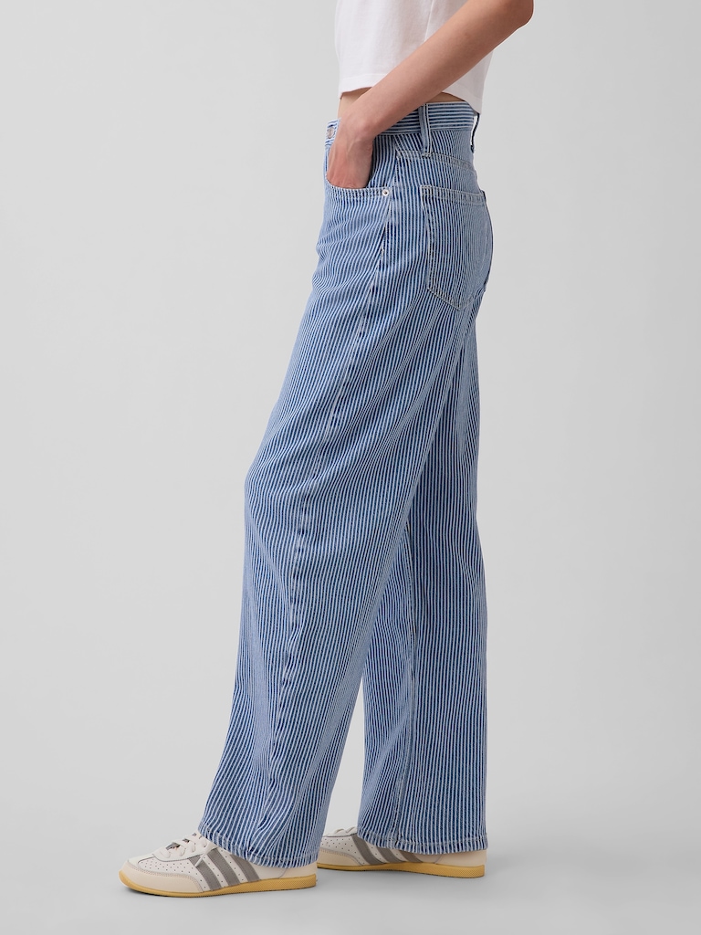 High Rise UltraSoft Denim Stripe Barrel Jeans