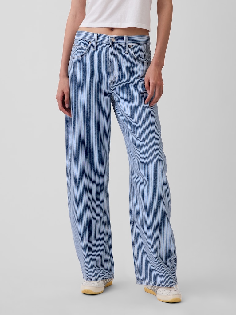 High Rise UltraSoft Denim Stripe Barrel Jeans