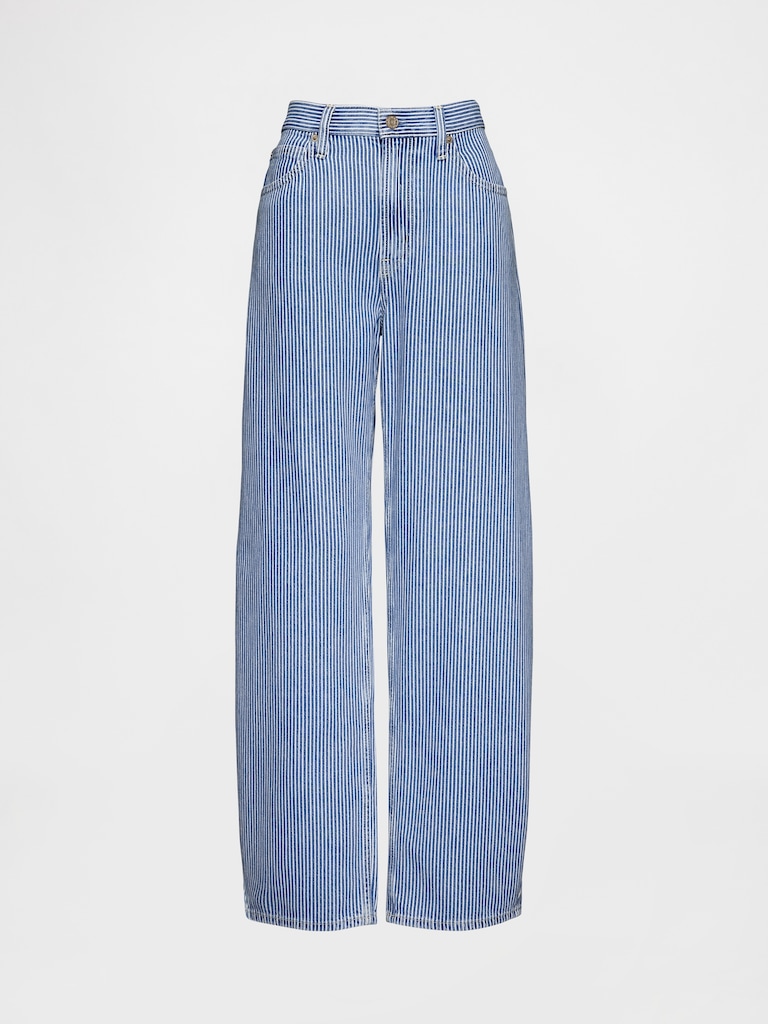 High Rise UltraSoft Denim Stripe Barrel Jeans