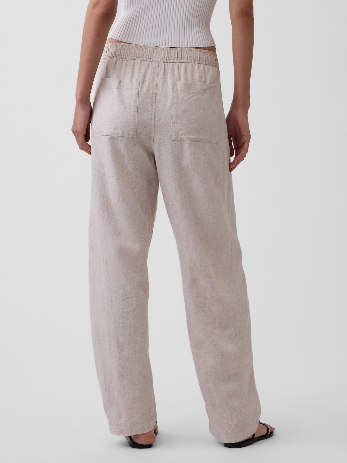 Linen-Blend Easy Barrel Pants
