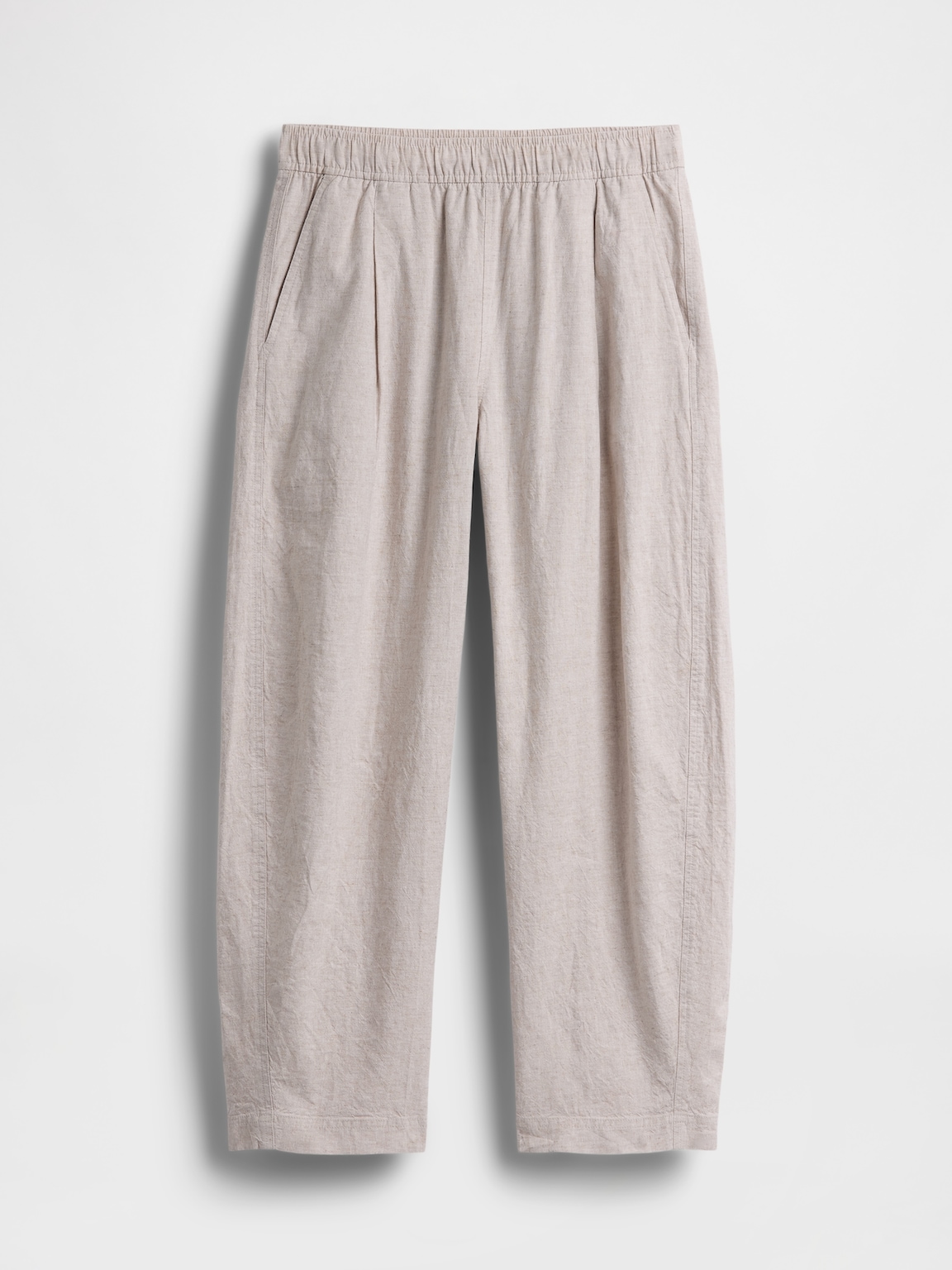 Linen-Blend Easy Barrel Pants