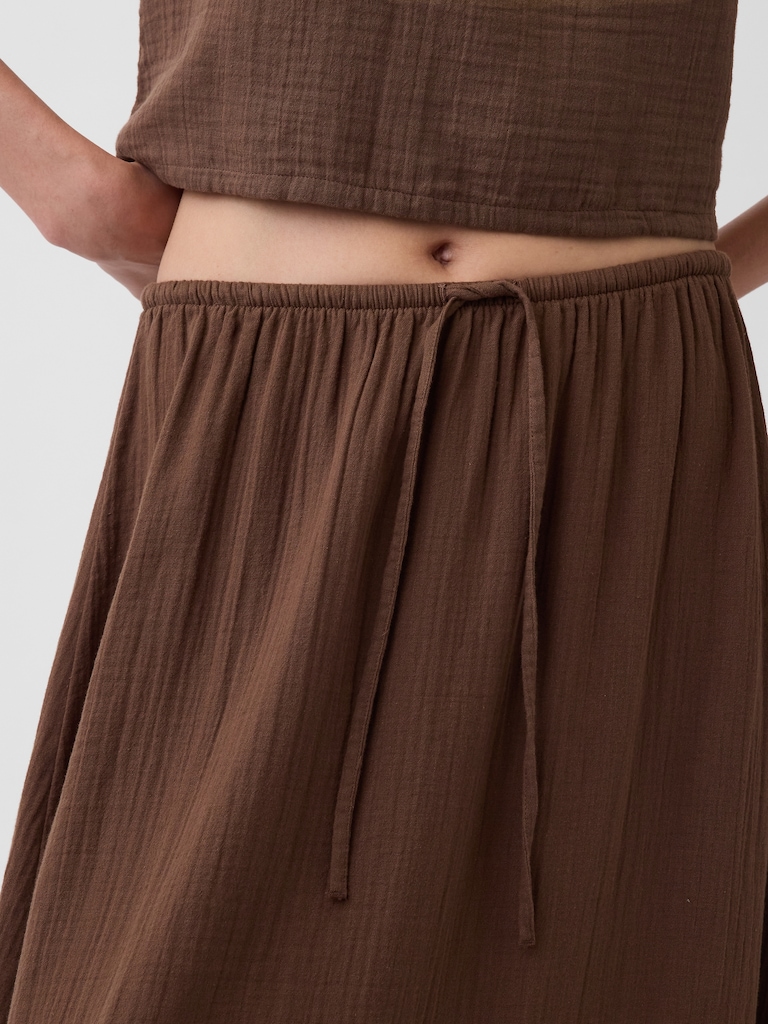 Cotton Gauze Easy Tiered Maxi Skirt