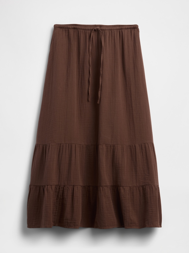 Cotton Gauze Easy Tiered Maxi Skirt