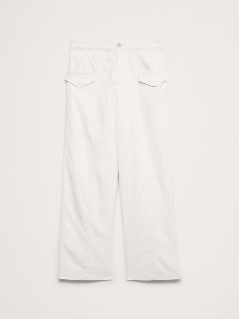 Mid-Rise Straight Utility Pant in Stretch Linen-Viscose
