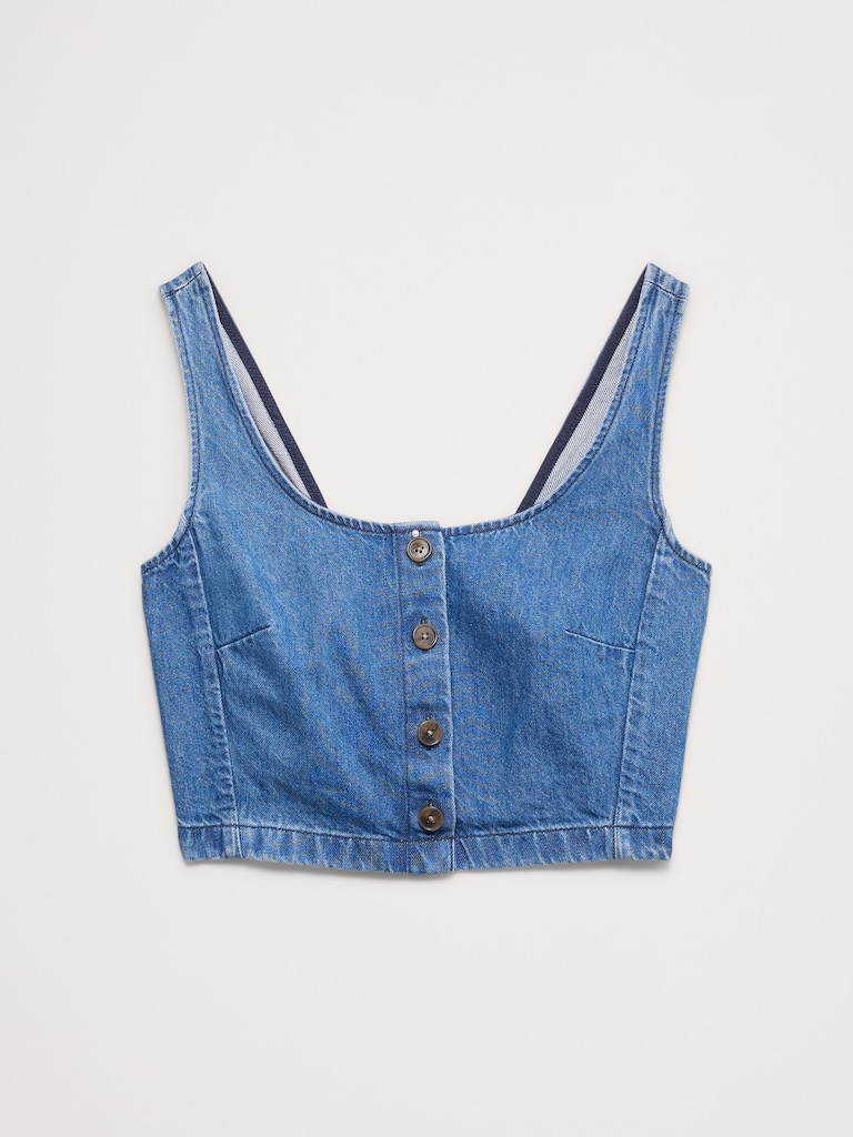 Denim Square-Neck Cropped Tank
