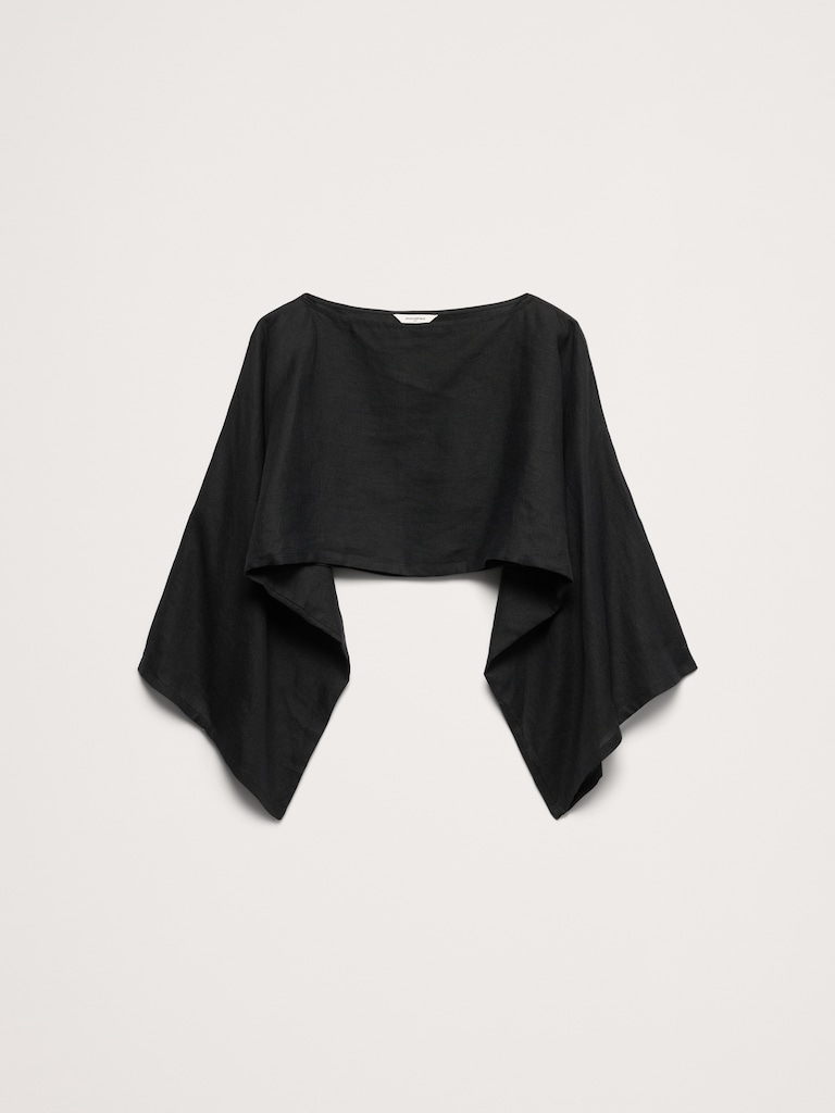 Linen Cropped Boatneck Top