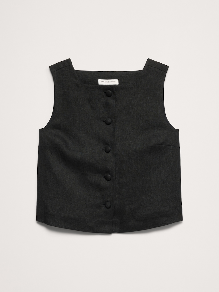 Linen Button-Front Tank