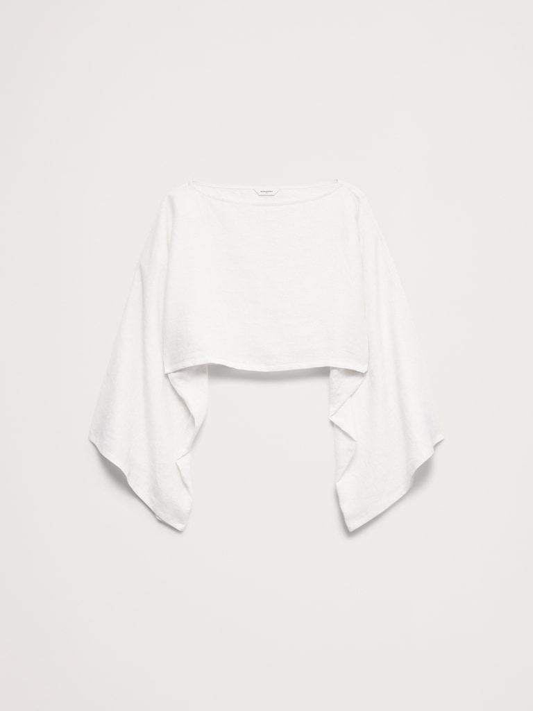 Linen Cropped Boatneck Top