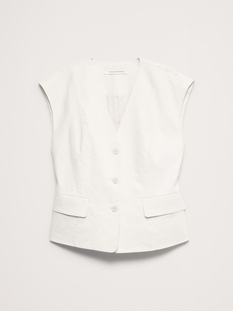 Stretch Linen-Viscose Vest
