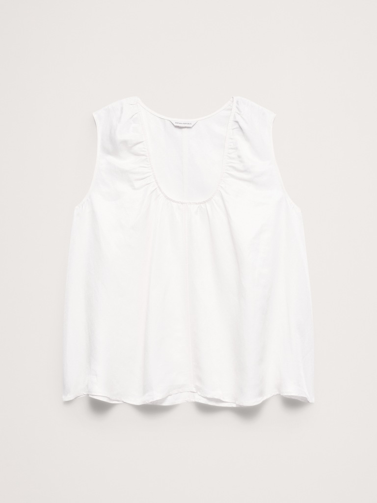 Viscose-Linen Scoop-Neck Tank